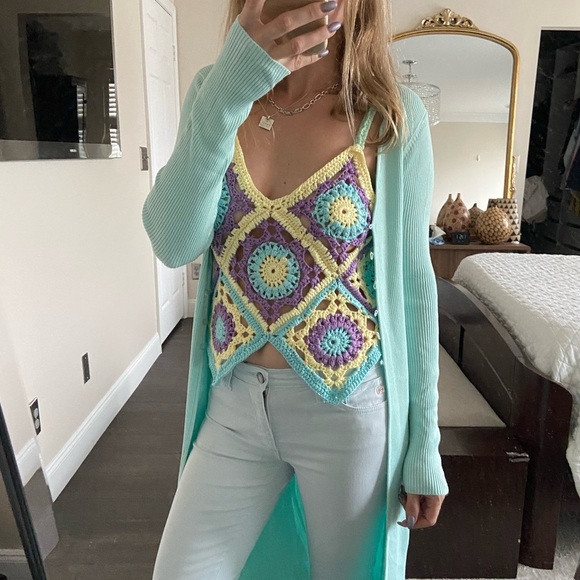 Granny square top size S-M pastel colors - Picture 3 of 12